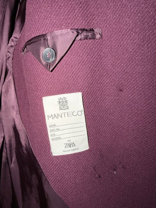Вълнено палто Zara във вишнево червено