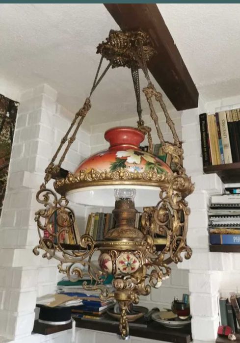 Majolica lampa antica petrol