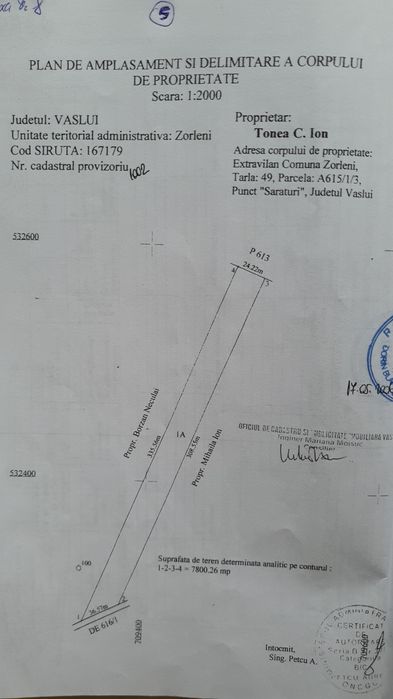 Ideal investitie!Vând 30 000 mp teren la sosea Zorleni