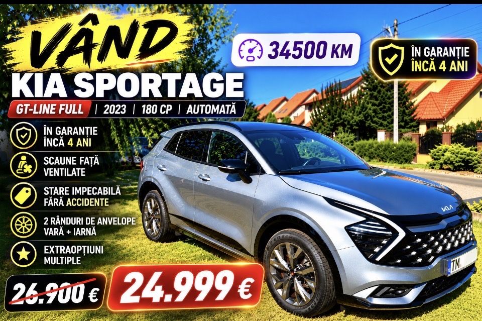 Kia Sportage GT Line , Full, 2023 | 180 CP | Automată | Garanție 4 ani