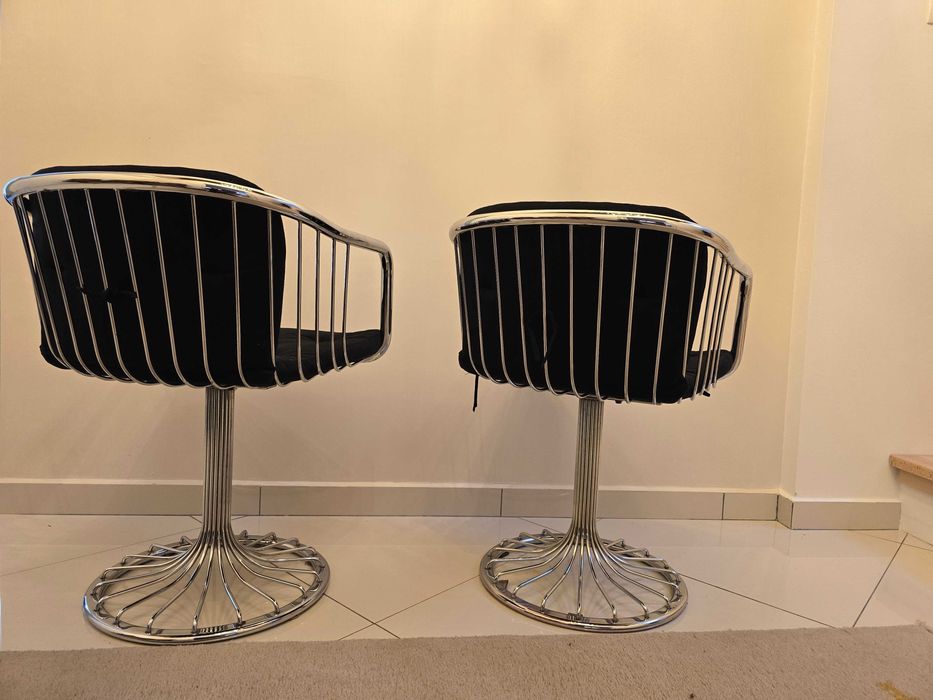 Scaune design modern rotative cromate – set 2 bucăți