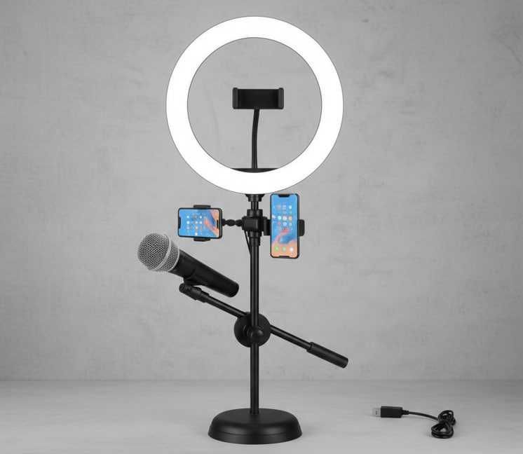 Ring Light + Mikrofon stendi kantentlar uchun universal 4v1 set akm154