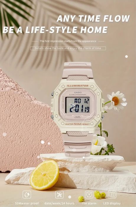 Ръчен часовник Casio White-Pink Mini Square Watch for Women, Girls