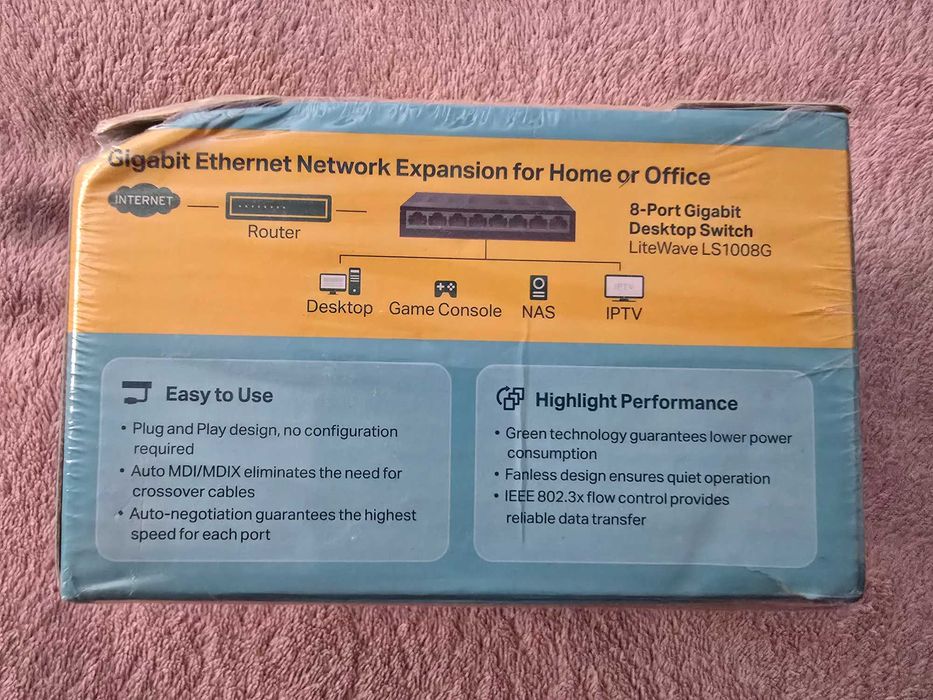 Switch TP-Link 8 port Gigabit LS1008G NOU sigilat | rețea rapidă
