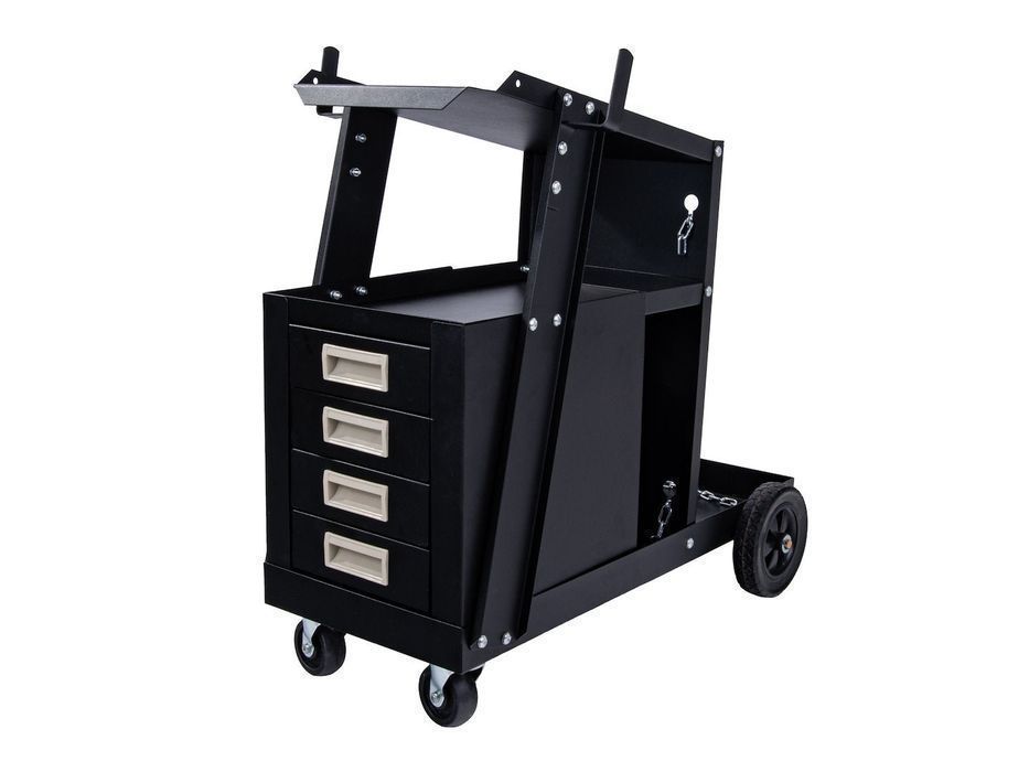 Carucior pentru aparat de sudura cu maner si 4 sertare