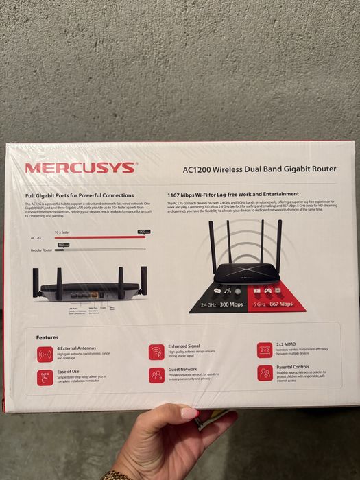 Безжичен двубандов гигабитен рутер Mercusys AC12G