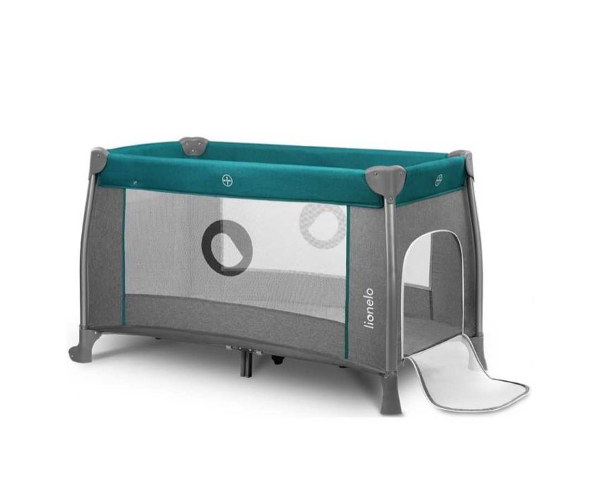 Lionelo Сгъваема бебешка кошара THOMI Turquoise 2 нива