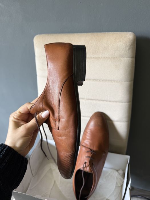 Pantofi de barbat maro din piele naturala eleganti cu siret - 39