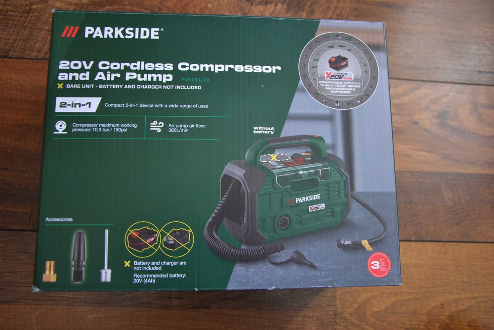 Нов Акумулаторен Компресор и Въздушна Помпа Parkside 20V.