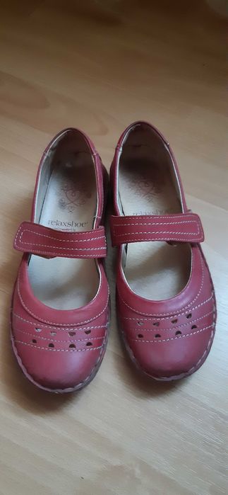 Pantofi piele rosii cu bareta