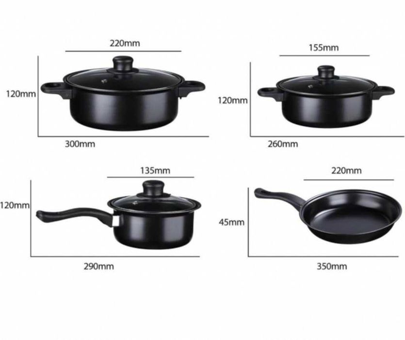 Комплект съдове за готвене от 13 части,незалепващо покритие,