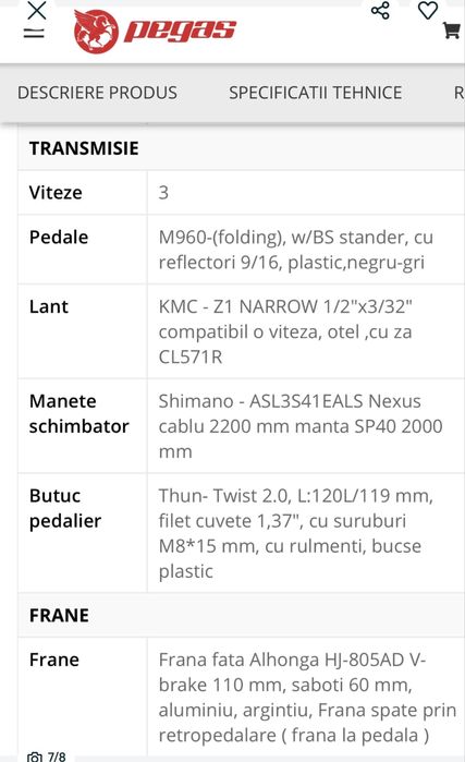 Bicicleta Pliabila Pegas Practic Retro Albastru Cobalt 3S