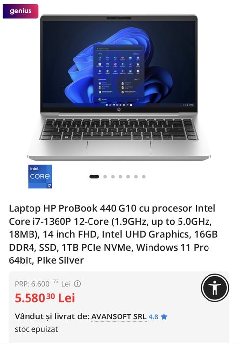 Laptop HP ProBook 440 G10, Intel Core I7, 14 inch, 16GB SSD, 1 TB