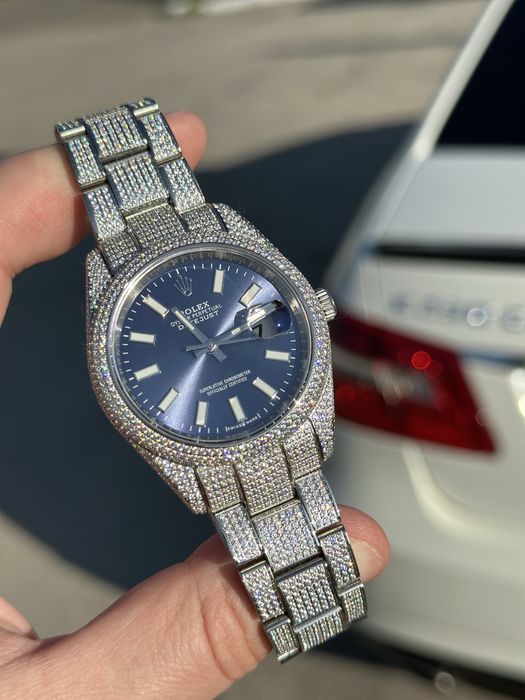 ceas rolex datejust pave 41,mm blue dial