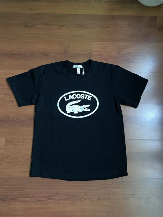 Мъжки тениски Lacoste с голямо лого – Черна и Бяла – Чисто нови!