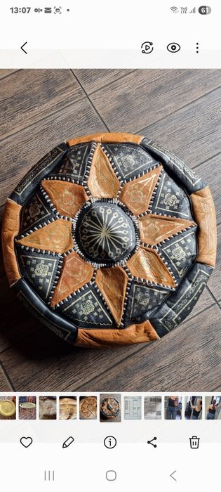 Pufuri/tabureti din piele naturală,  măsuțe rotunde in stil turcesc