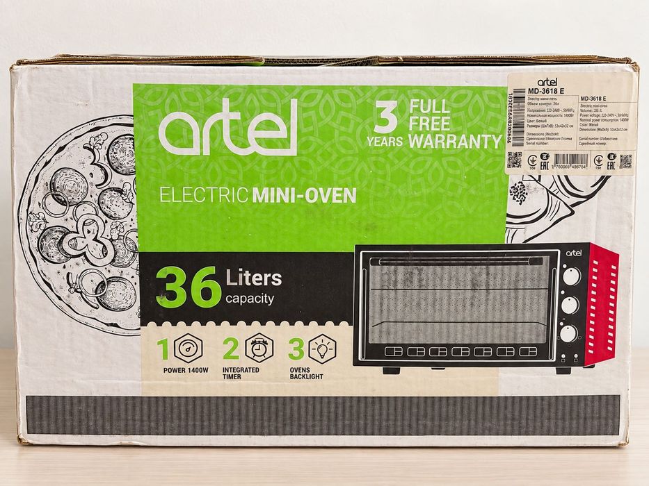 Электрическая мини-печь Artel, 36 л — пользовалась всего один раз