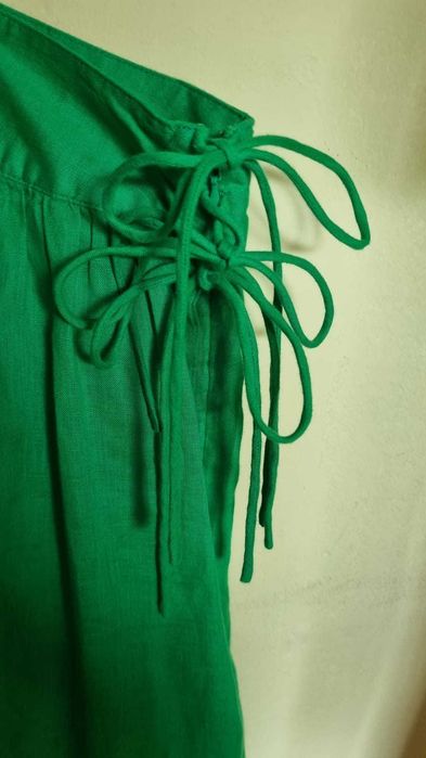 Fusta midi verde, J. Crew, in premium 100%, marimea 40, cu buzunare