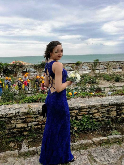 Официална / бална рокля с камъни и гол гръб Junona