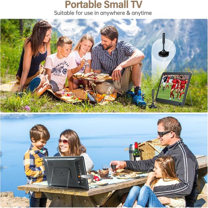 Чисто нов преносим телевизор Desobry 14.1" Full HD с батерия (DVB-T2, HDMI, USB)