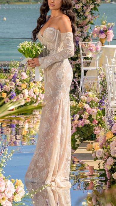 Rochie mireasa perle  ERSA Atelier dantela de matase