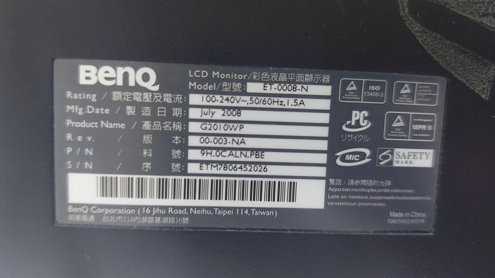 Monitor LCD Benq G2010WA, 20''