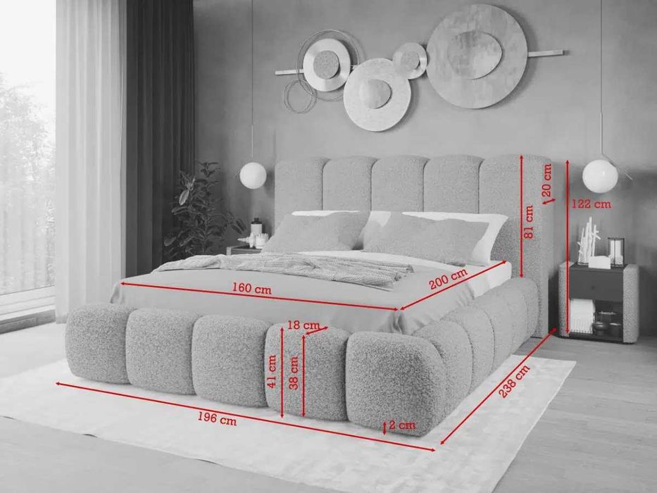 Pat Tapitat Noel Crem - Velluto 2 cu somiera rabatabila si lada