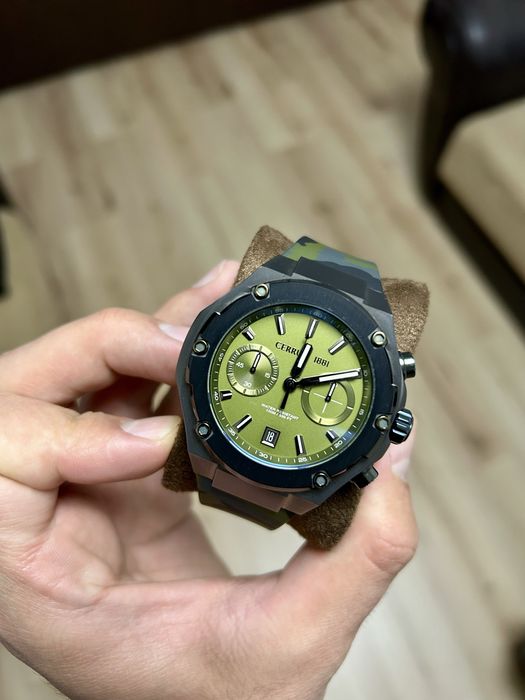 Ceas Cerruti 1881, mecha-quartz, verde camo, WR100m - CA NOU