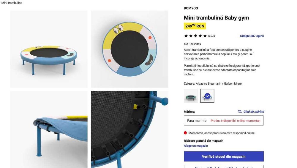 Mini trambulină Baby gym + Bară de susținere