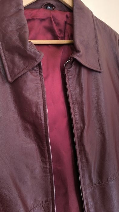 Geaca piele naturala barbati burgundy visiniu