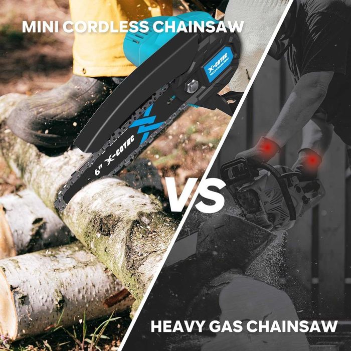 Mini Drujba Fierastrau electric cu lanț de 6 inch + 2x4000 mAh baterii