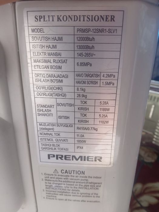 Konditsioner 12 tahlil Premier