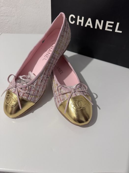 Gold Tweed Ballet Flats