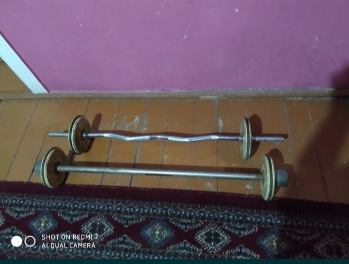 Штанга с прямым и Z грифом и блинами