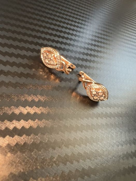Нов Уникални обеци от 14k руско злато 585 с диаманти