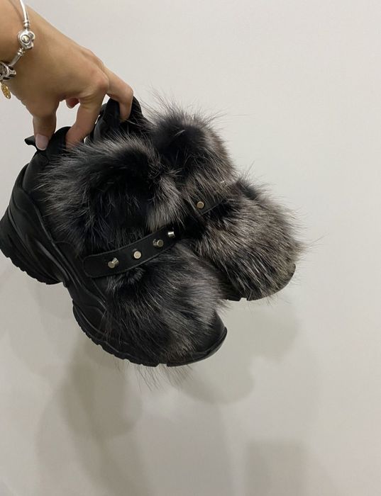 Зимни обувки от естествена кожа с естествен пух