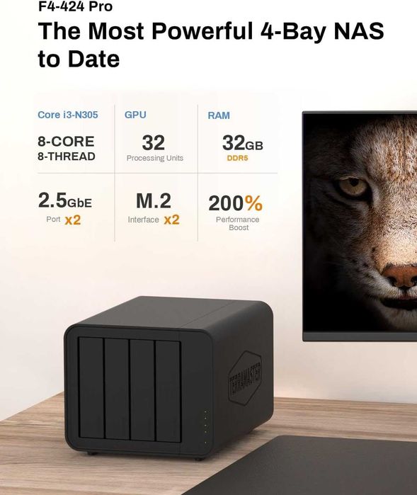 Сетевой накопитель NAS TerraMaster F4-424 Pro Intel i3 N305 32Gb DDR5