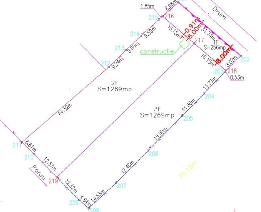 Teren intravilan autorizabil, 1397 mp, front 16.5 m, zona Micesti