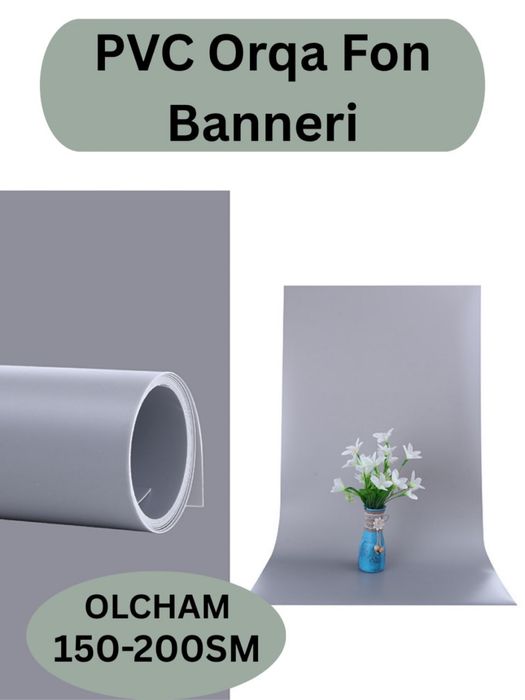 PVC fon 150×200 sm — oq / qora / yashil / kulrang (seriy) ranglarda