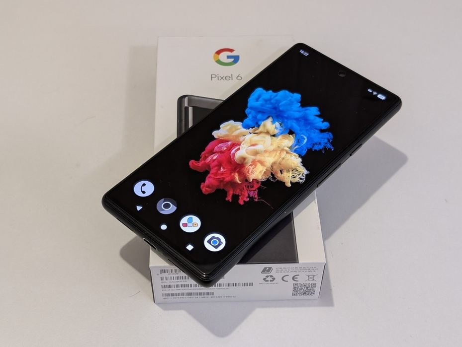 Google Pixel 6 128GB (Stormy Black) - пълен комплект с кутия + аксесоари в ТОП състояние!