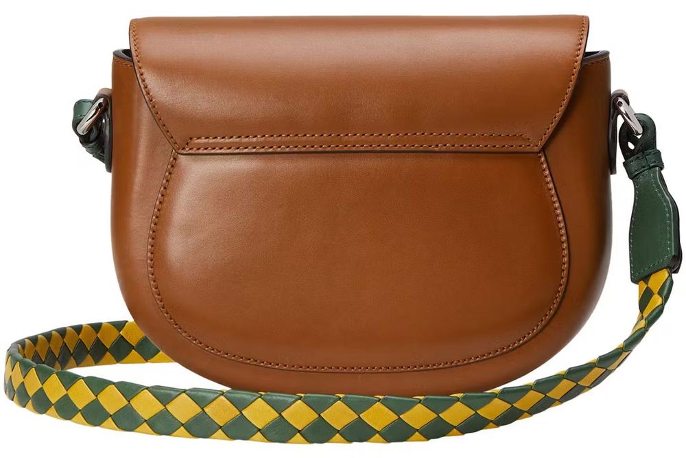 Gucci Logo Embossed Leather Shoulder Bag кафява чанта