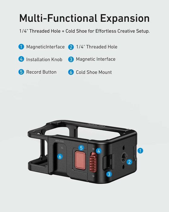 Cadru metalic frame protectie camere actiune DJI Osmo Action 3 4 5 Pro