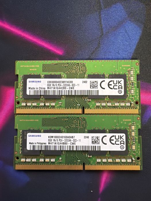 ram laptop 16 GB samsung 2x8 GB dual chanel  DDR4-3200 MHz