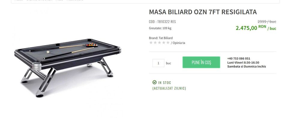 Masa Biliard OZN 7FT