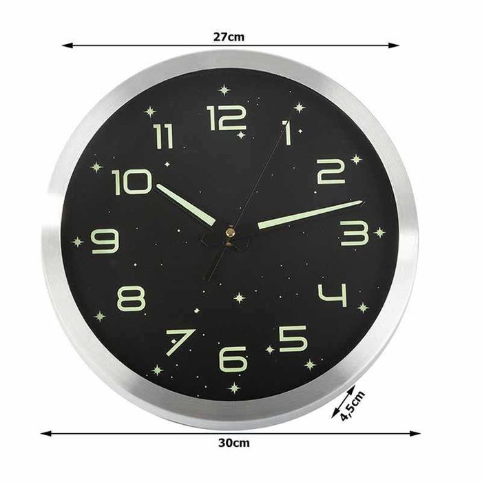Флуоресцентен стенен часовник 30 см със светещи в тъмното цифри