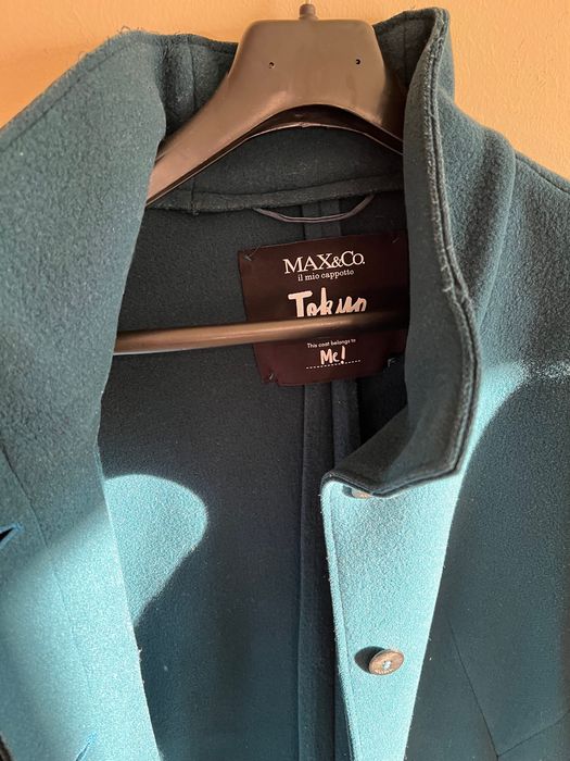 Вълнено палто Max&Co тъмен тюркоаз