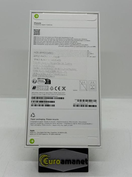 Telefon mobil Apple iPhone Air, 256GB, 5G, Space Black -A-