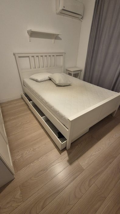 Pat Hemnes Ikea + 2 cutii depozitare + saltea Jysk