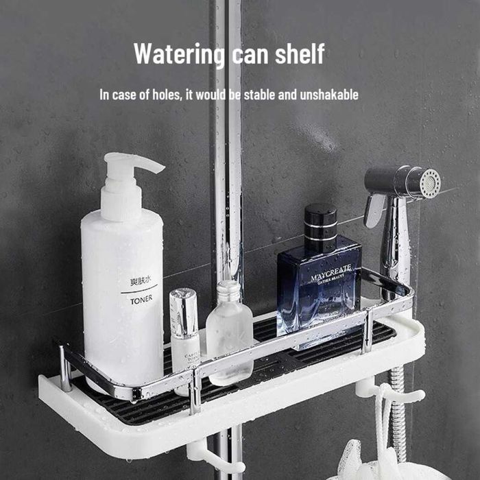 Многофункционален регулируем рафт за поставяне към душ батерия в баня.