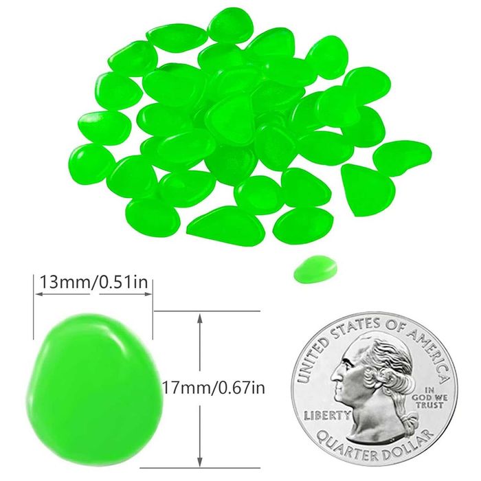 Pietre decorative fluorescente verzi 100 buc pentru alei vaze acvarii